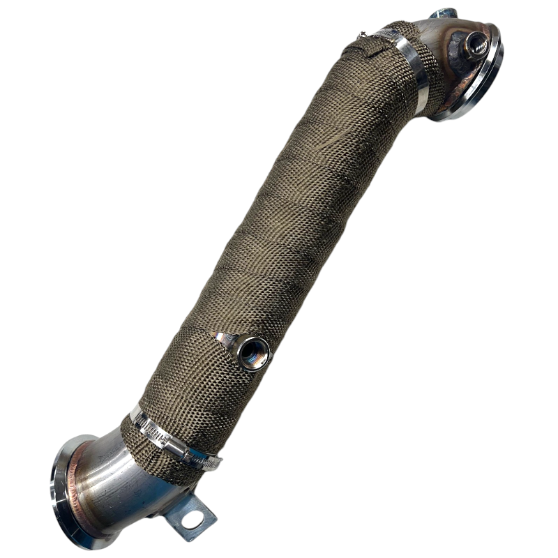 3 inch LML Duramax downpipe with heat wrap V-band and 3-bolt flange